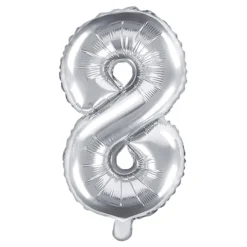 Globo Foil Número 8 Plateado 35 cm