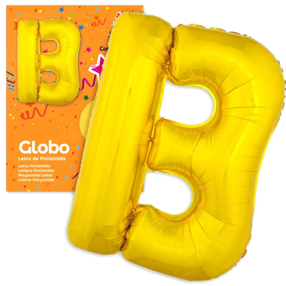 Globo letra B dorado 1 metro
