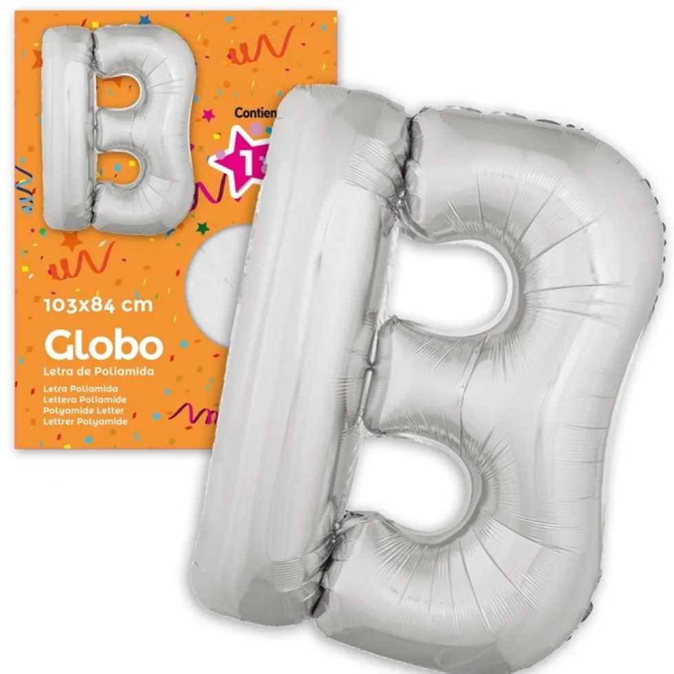 Globo Letra B Plateado 1 Metro
