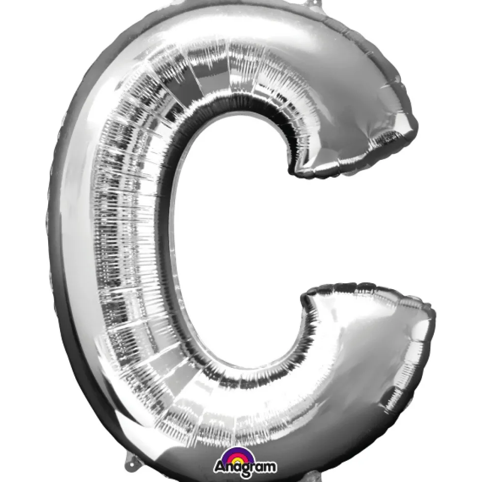 Globo letra C 40 cm plata