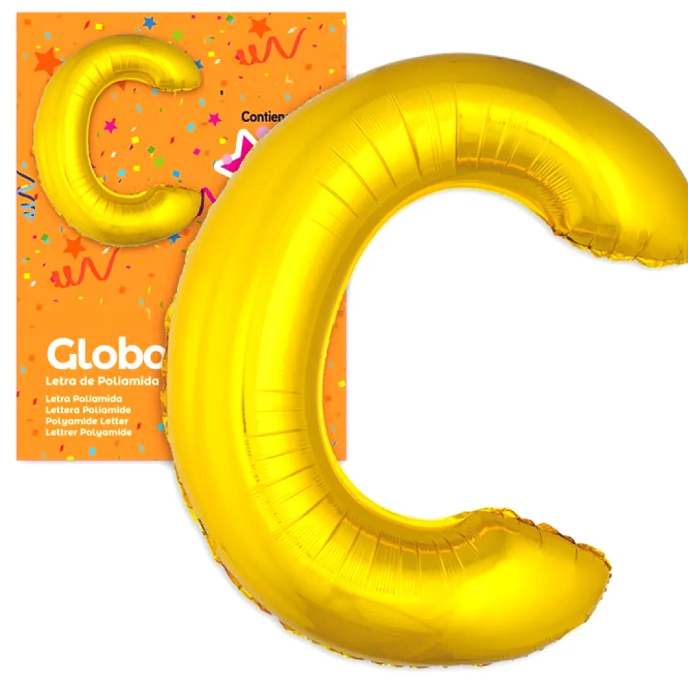 Globo letra C dorado 1 metro