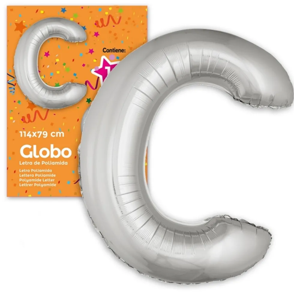 Globo Letra C Plateado 1 Metro