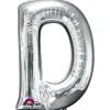 Globo letra D 40 cm plata