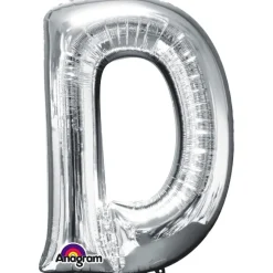 Globo letra D 40 cm plata