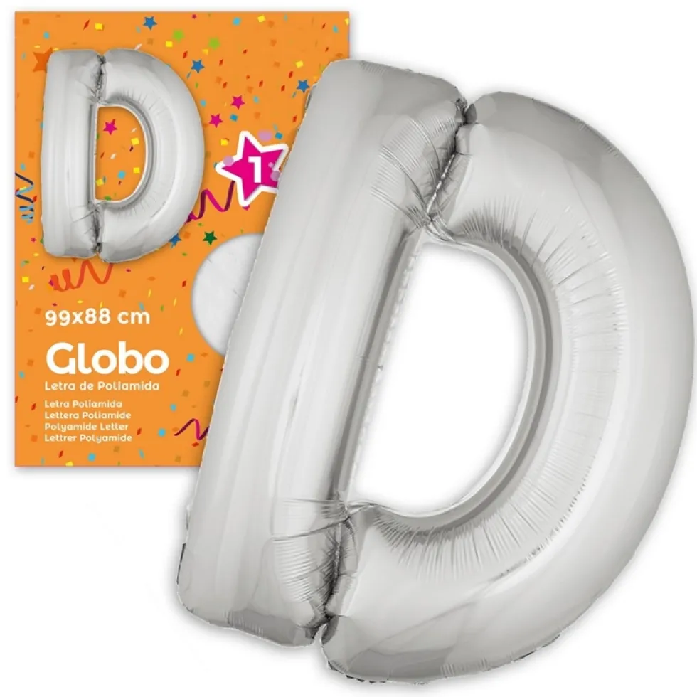 Globo Letra D Plateado 1 Metro