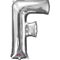 Globo letra F 40 cm plata
