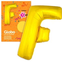 Globo letra F dorado 1 metro
