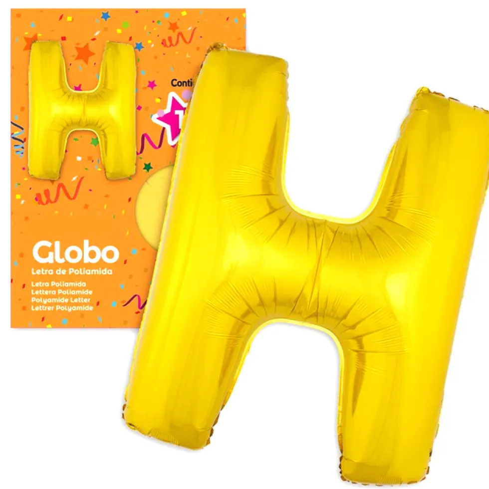 Globo letra H dorado 1 metro