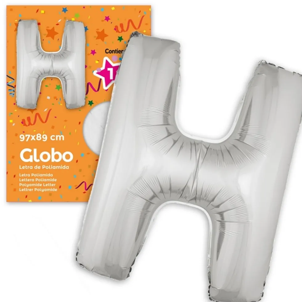 Globo Letra H Plateado 1 Metro