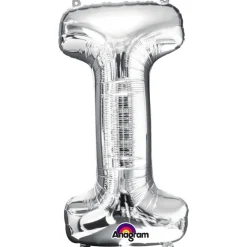 Globo letra I 40 cm plata
