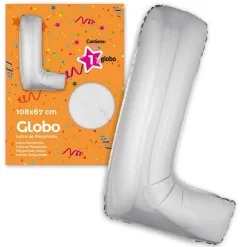 Globo Letra L Plateado 1 Metro