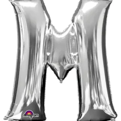 Globo letra M 40 cm plata