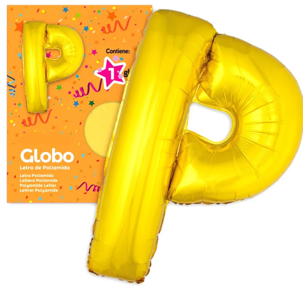 Globo letra P dorado 1 metro