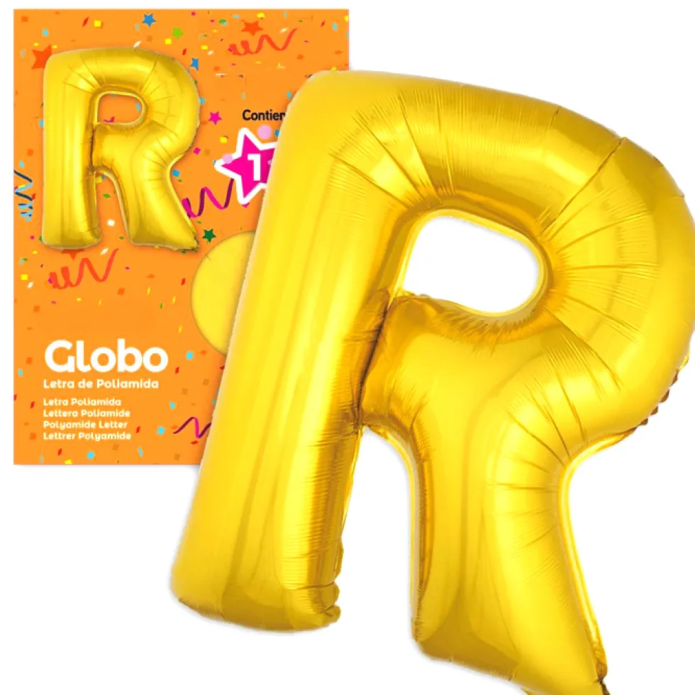 Globo Letra R Dorado 1 metro