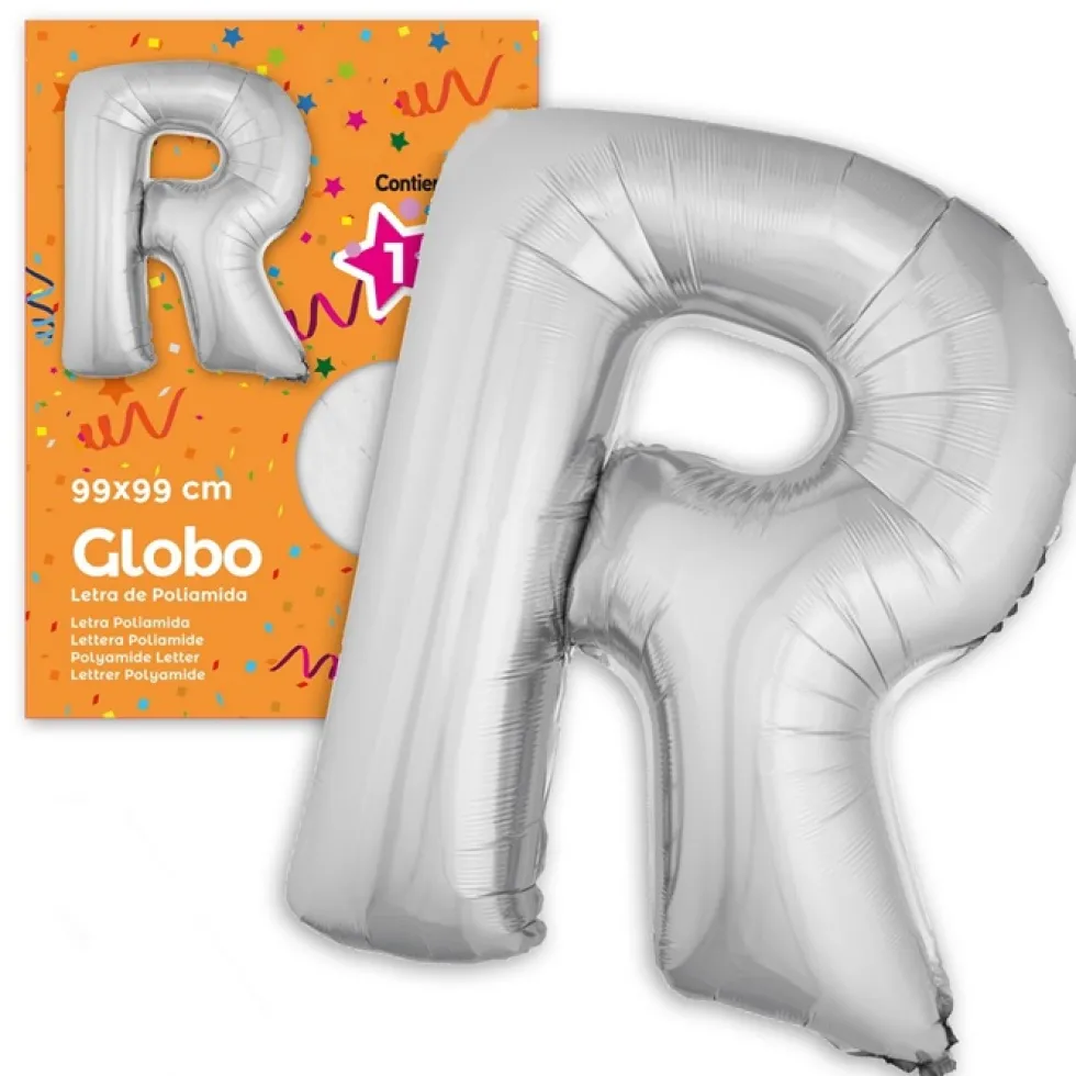 Globo Letra R Plateado 1 Metro