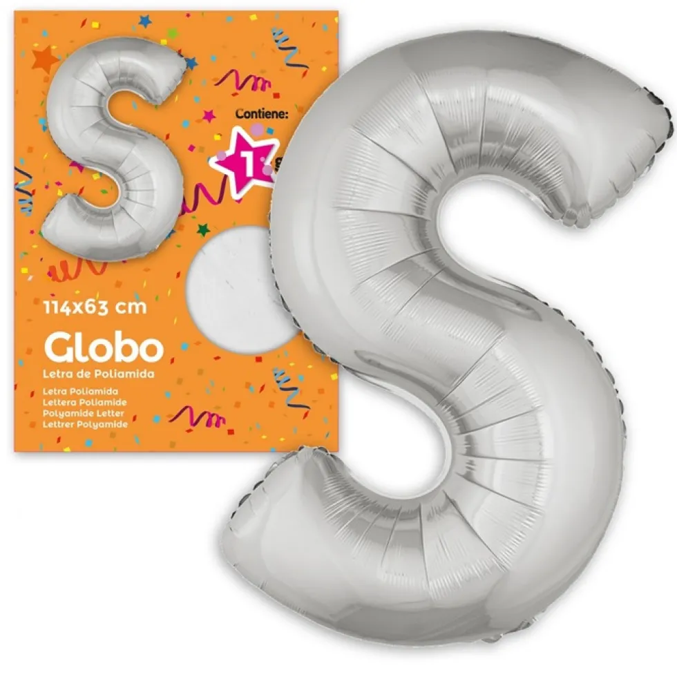 Globo Letra S Plateado 1 Metro