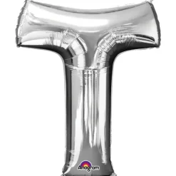 Globo letra T 40 cm plata
