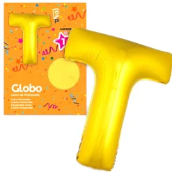 Globo letra T dorado 1 metro