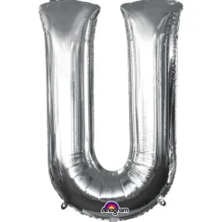Globo letra U 40 cm plata