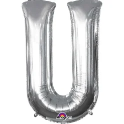 Globo Letra U Plateado 83 cm
