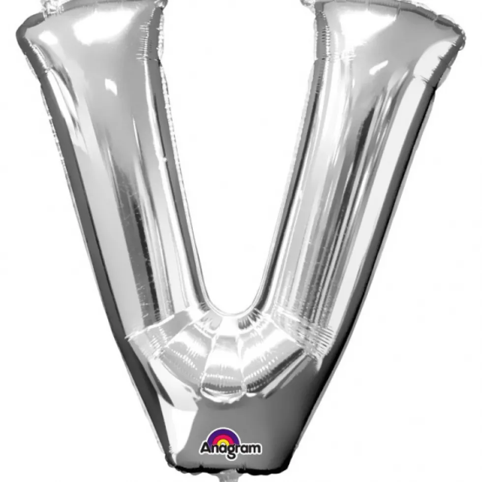 Globo letra V 40 cm plata