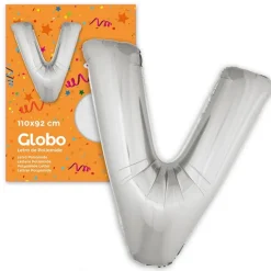 Globo Letra V Plateado 1 Metro