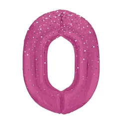 Globo Nº0 Rosa Holográfico 86cm