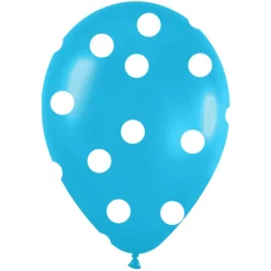 Globos Azul Caribe con Lunares Blancos