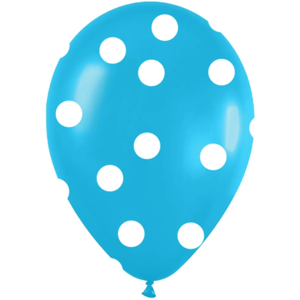 Globos Azul Caribe con Lunares Blancos