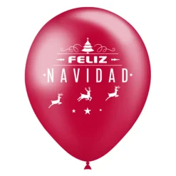 Globos Feliz Navidad Rojos 30 cm 8 ud