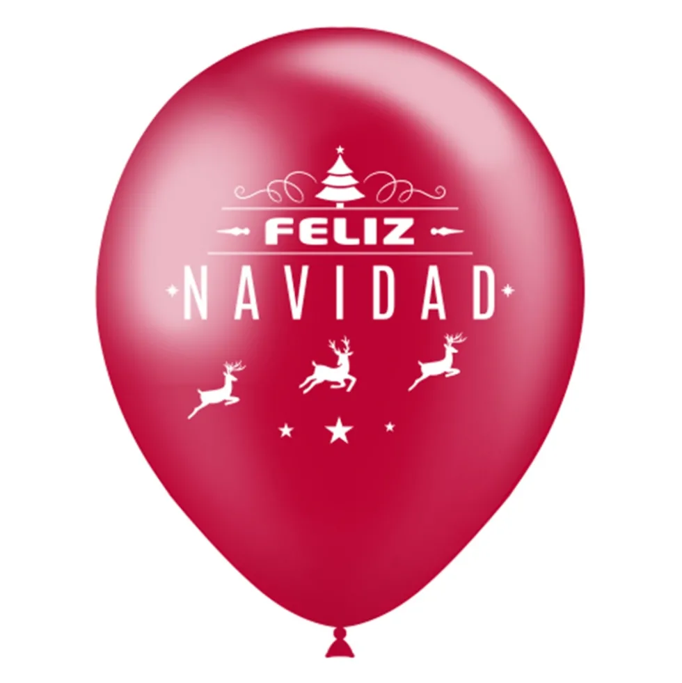 Globos Feliz Navidad Rojos 30 cm 8 ud