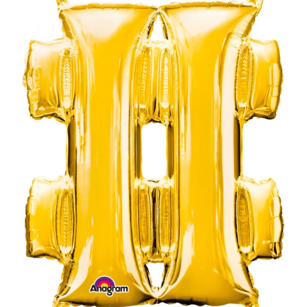 Globo símbolo # (almohadilla) 40 cm dorado