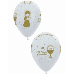 Globos Mi Primera Comunión Tinta Dorada 12 ud