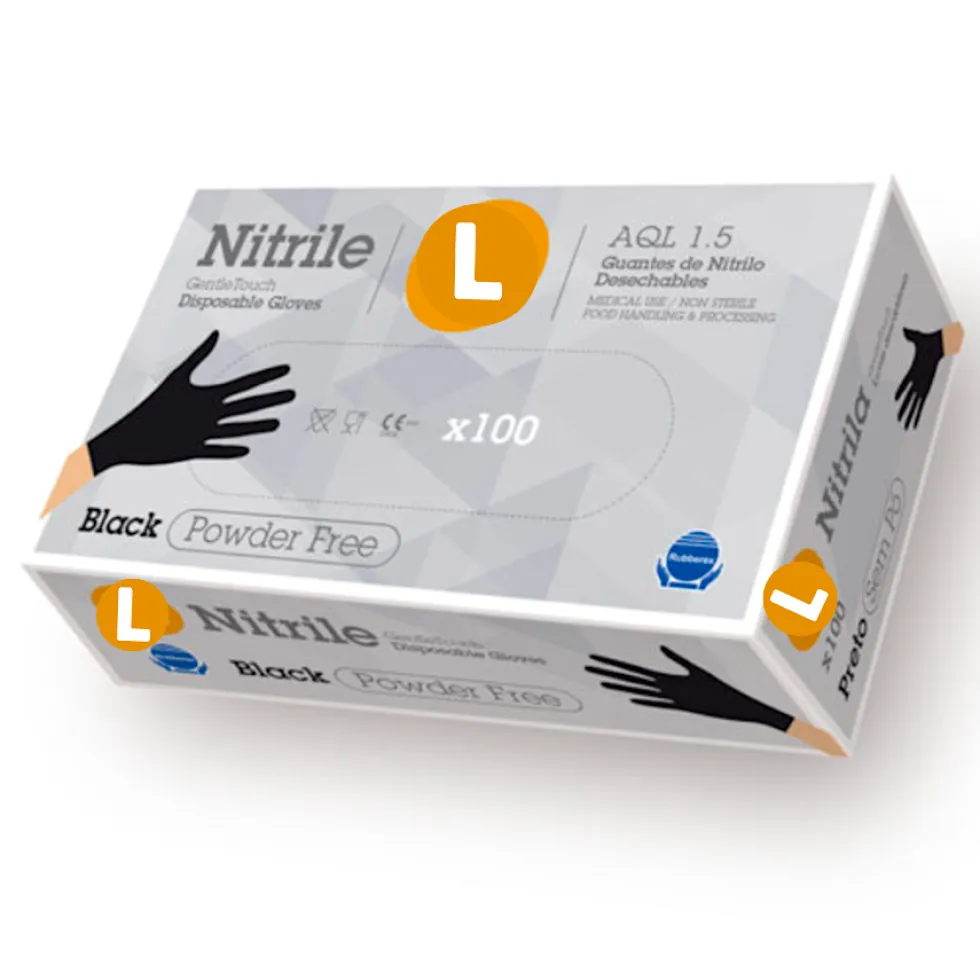 Guantes de Nitrilo Negros - L 100 ud - Rubberex