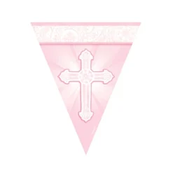 Guirnalda de Comunión Cruz Rosa