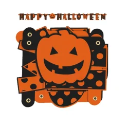 Guirnalda Happy Halloween naranja con lunares negros