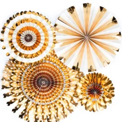 Juego de 4 Abanicos decorativos Dorados