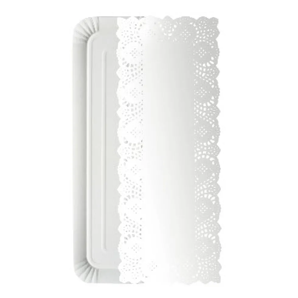 Juego de 3 Bandejas y 3 Blondas rectangulares 14x36cm