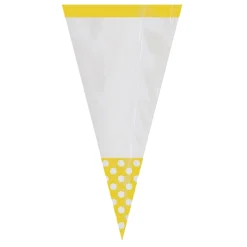 Juego de 10 Conos para Dulces Amarillos y Blancos
