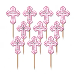 Juego de 36 cruces rosas para decorar