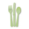 Juego de 18 cubiertos de plástico Verde Pastel