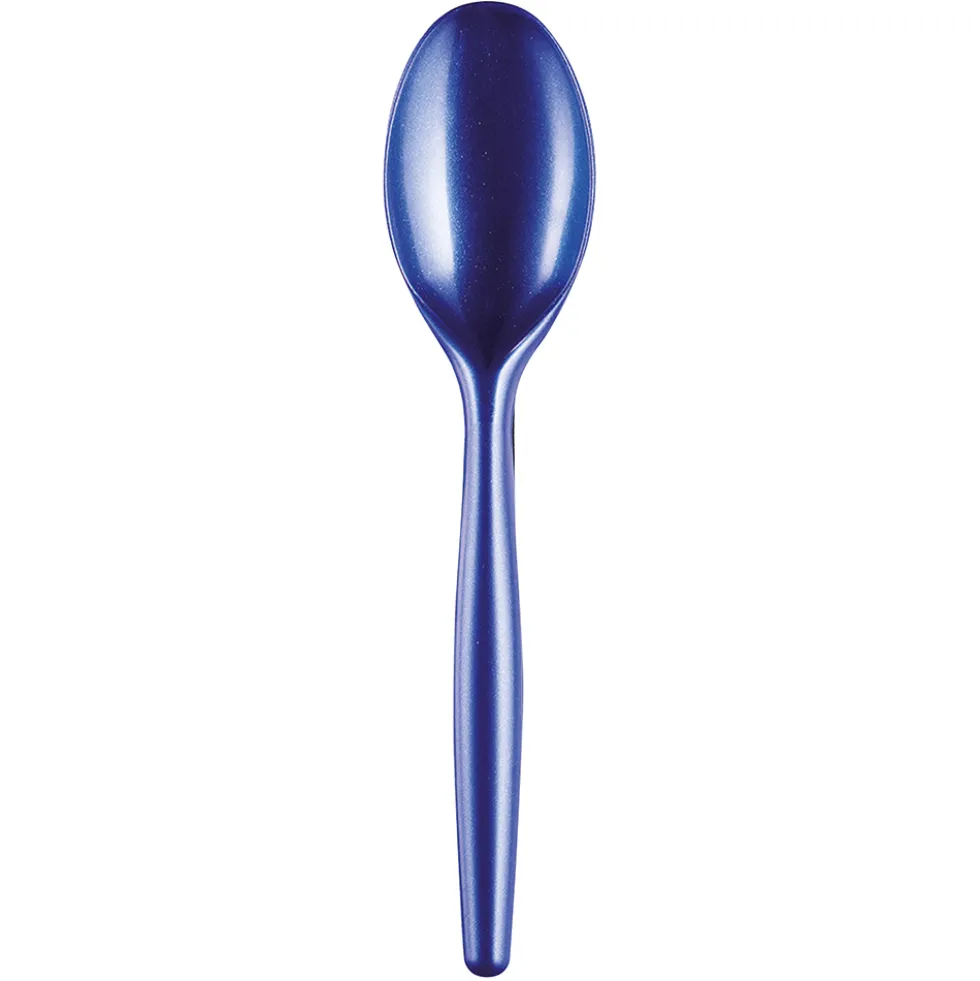 Juego de 20 Cucharas de Plástico Azul Perlado
