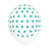 Juego de 5 globos blancos con estrellas azul turquesa