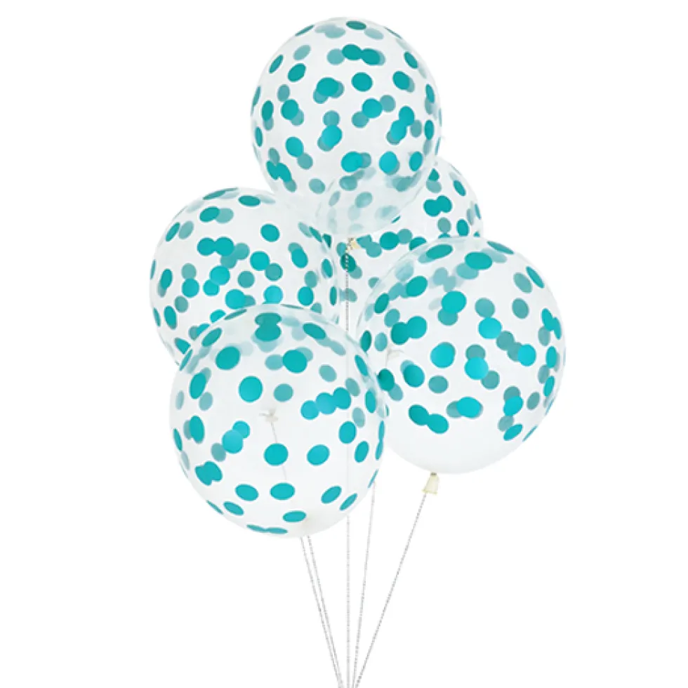 Juego de 5 globos Confeti Turquesa