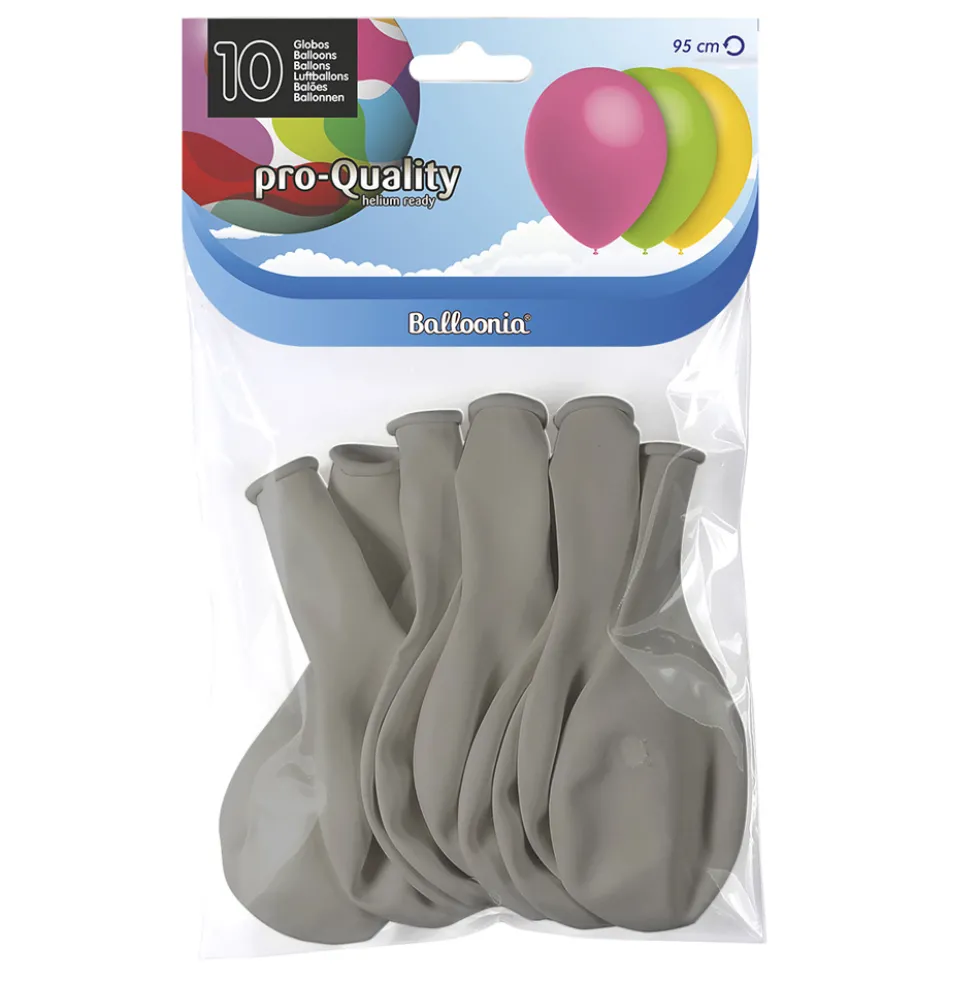 Juego de 10 Globos Gris Mate 30 cm