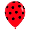 Juego de 8 globos Rojos con Lunares Negros