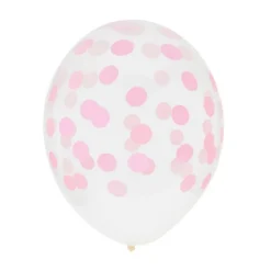 Juego de 5 Globos Transparentes con Lunares Rosas