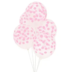 Juego de 5 Globos Transparentes con Lunares Rosas