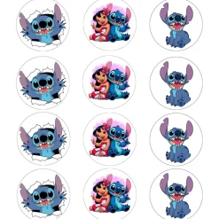 Juego de 12 Impresiones de 6 cm en Papel Comestible Stitch
