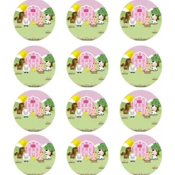 Juego de 12 Impresiones de 6 cm en Papel Comestible Animales Granja